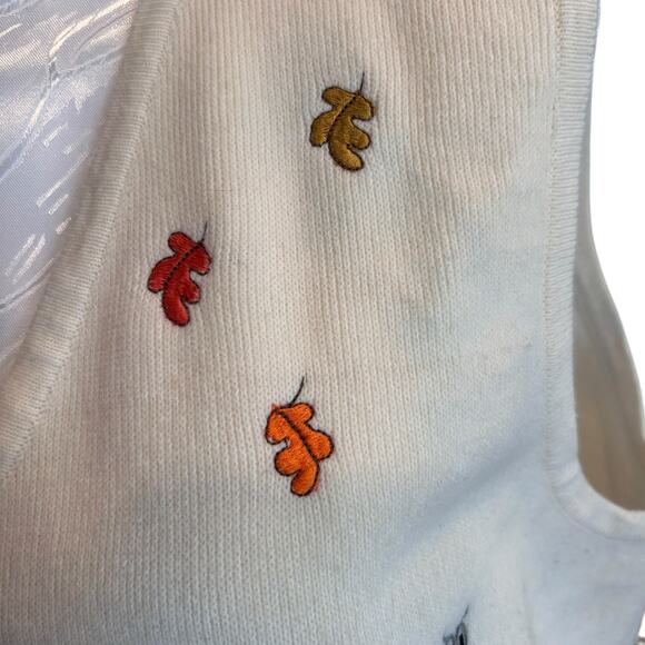 Vintage White Orange Halloween Sweater Vest Womens Sz Large Pumpkin Black Cat - Picture 7 of 16